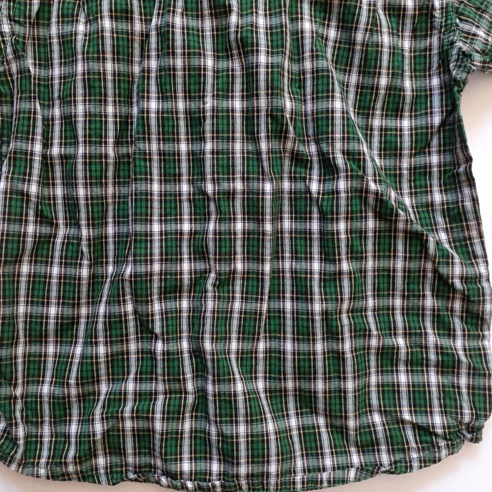 Oshkosh Boys Shirt Button Down Green Navy Plaid Long Sleeve Size 6 Holiday